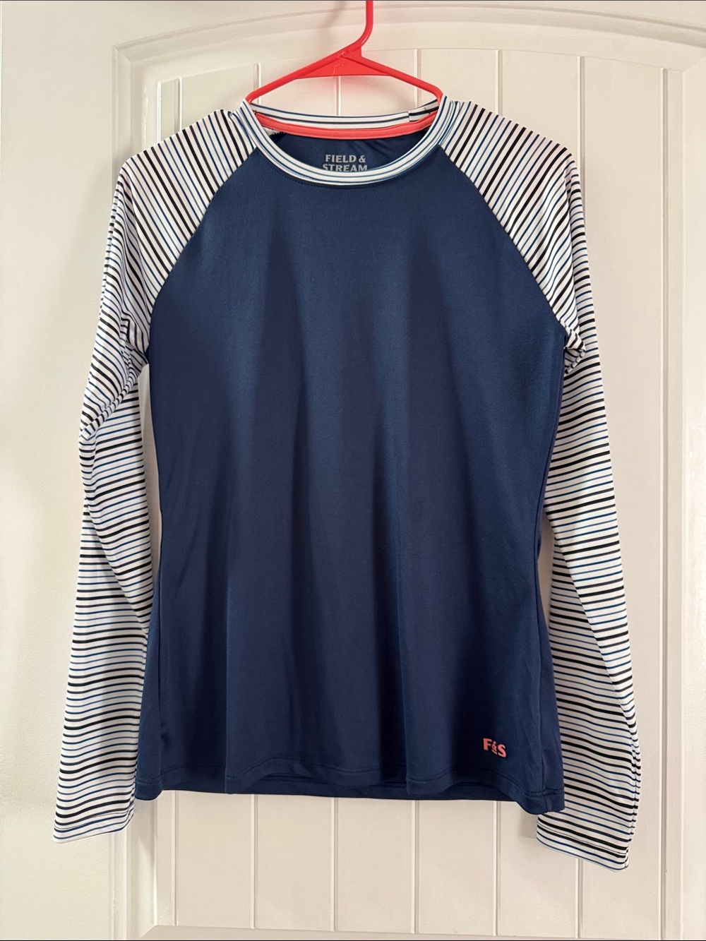 Field & Stream Navy Long-Sleeve Rash Top with Striped Sleeves